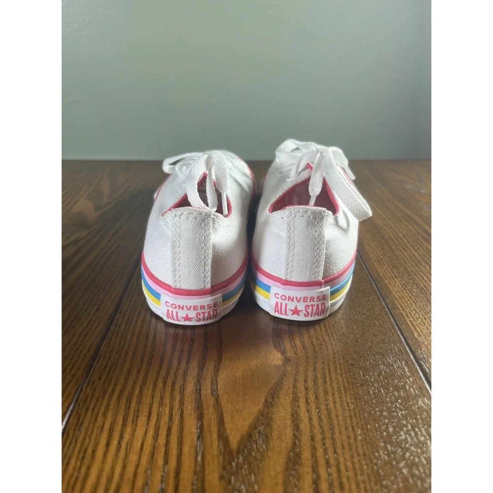 Converse All Star Ox Multi-Stripe White/Carmine Pink Canvas Youth 1.5